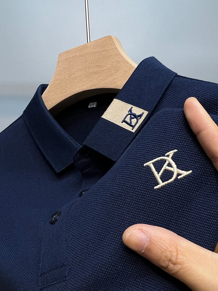 Men's Lapel Embroidery Casual Loose Short Sleeve T-shirt – Comfortable and Stylish, Perfect for Everyday Wear and Relaxe — photo 11