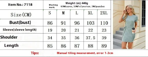 Title 1, Solid Color Round Neck Pleated Lace-up Short Sl...