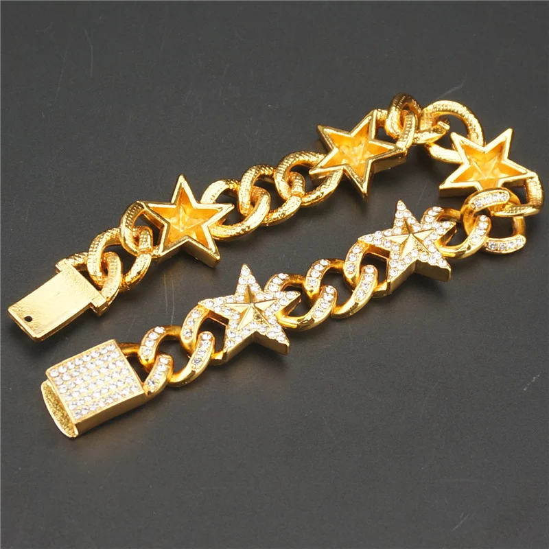Pulseira de corrente cubana com estrela de cinco pontas hipster, um acessório moderno e estiloso para um visual autêntico e cheio de personalidade. — foto 1
