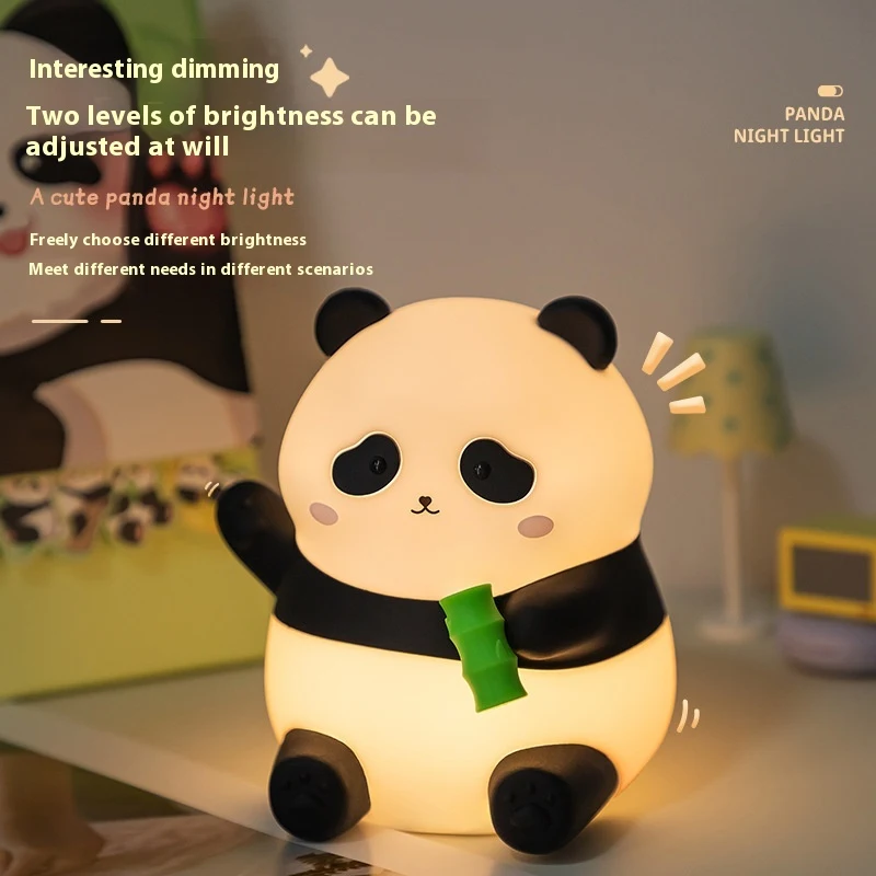 Small Panda Night Lamp USB Charging, Two-gear Dimming, Timing, Soft Silicone Light, LED Light for a calming and peaceful — photo 1