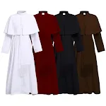 Fantasia de sacerdote de cor sólida para Halloween, cosplay medieval retrô, ideal para festas temáticas e eventos. — foto 1