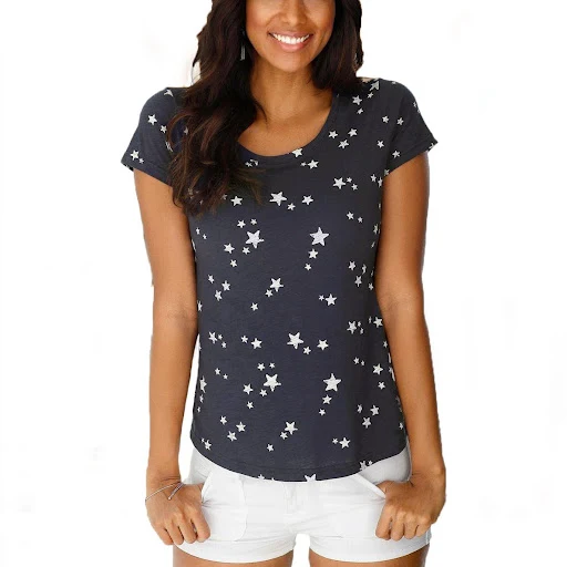 Title 2, Womens Casual Versatile Print Round Neck Short...