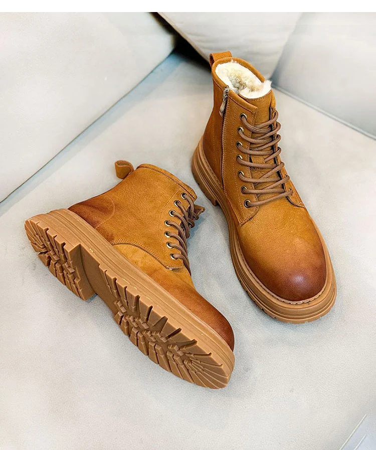 Title 8, Mens Sheepskin Fur Snow Boots, Thick Bottom, N...