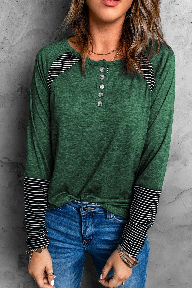 Title 7, Casual Loose Long Sleeve Round Neck Pullover T-...