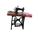 Mini máquina de costura nostálgica xadrez com tesoura, ideal para costura e artesanato. Perfeita para iniciantes e entusiastas. — foto 1