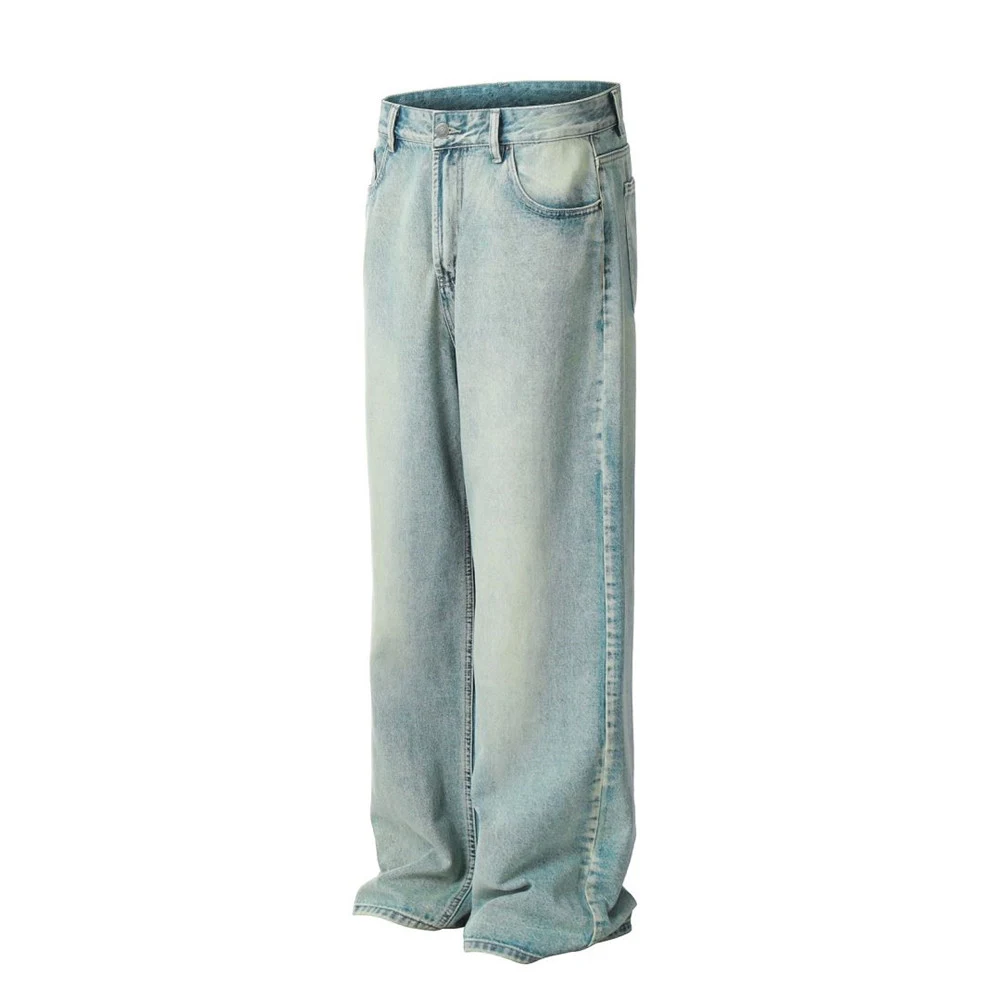 Title 8, Mens Fashion American Retro Washed Jeans, Clas...