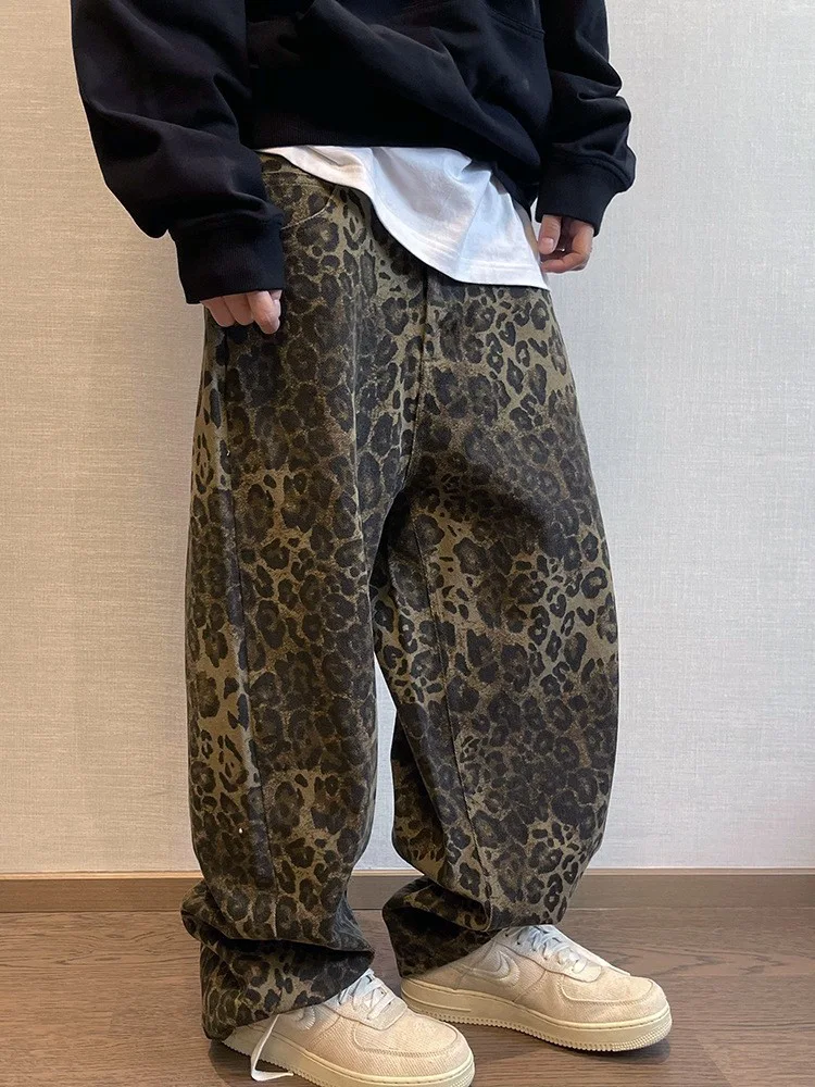 Men's Retro Design Leopard Print Loose Leisure Pants. Niche Tooling Style. All-matching and perfect for casual wear. INS — photo 12