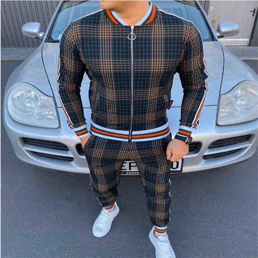 Title 6, Mens Striped Plaid Zip Jacket Coat Comfortable...