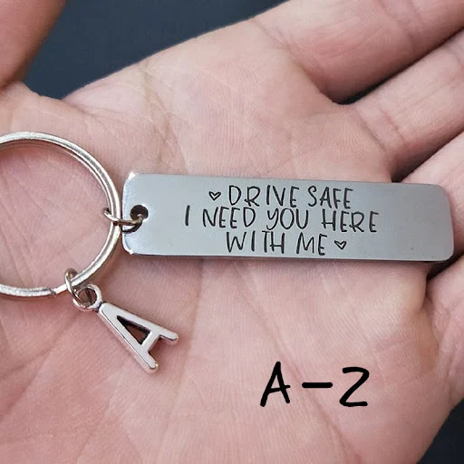 Title 6, Portachiavi in acciaio inossidabile Drive Safe ...