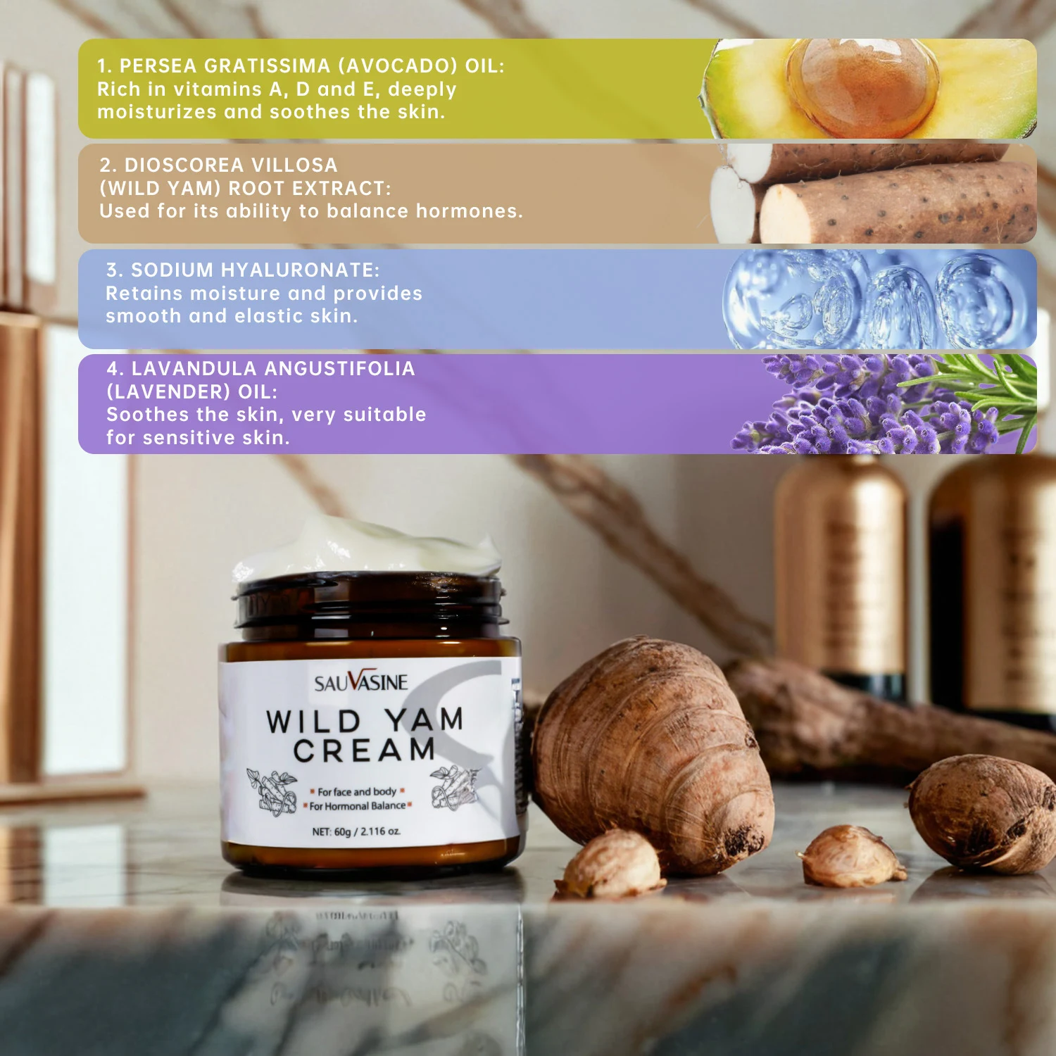 Dioscorea Japonica Creme Nährende Feuchtigkeitspflege. Für gepflegte, hydratisierte Haut. Spendet Feuchtigkeit und nährt Ihre Haut intensiv. — foto 5