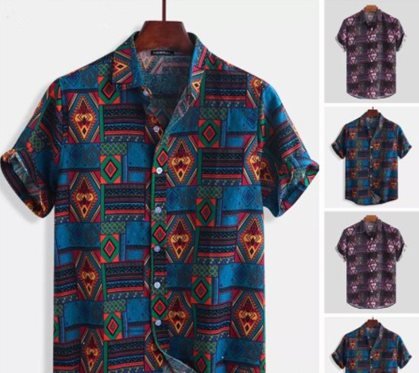 Camisa de praia estampada masculina. Conforto e estilo para o verão. Leve, respirável e com estampas vibrantes, ideal para um dia na praia ou piscina. — foto 4