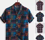 Camisa de praia estampada masculina. Conforto e estilo para o verão. Leve, respirável e com estampas vibrantes, ideal para um dia na praia ou piscina. — foto 4