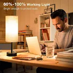 Abajur de mesa redondo de tecido com dimmer electrodeless rotativo, para iluminação ambiente e regulável com facilidade. — foto 3