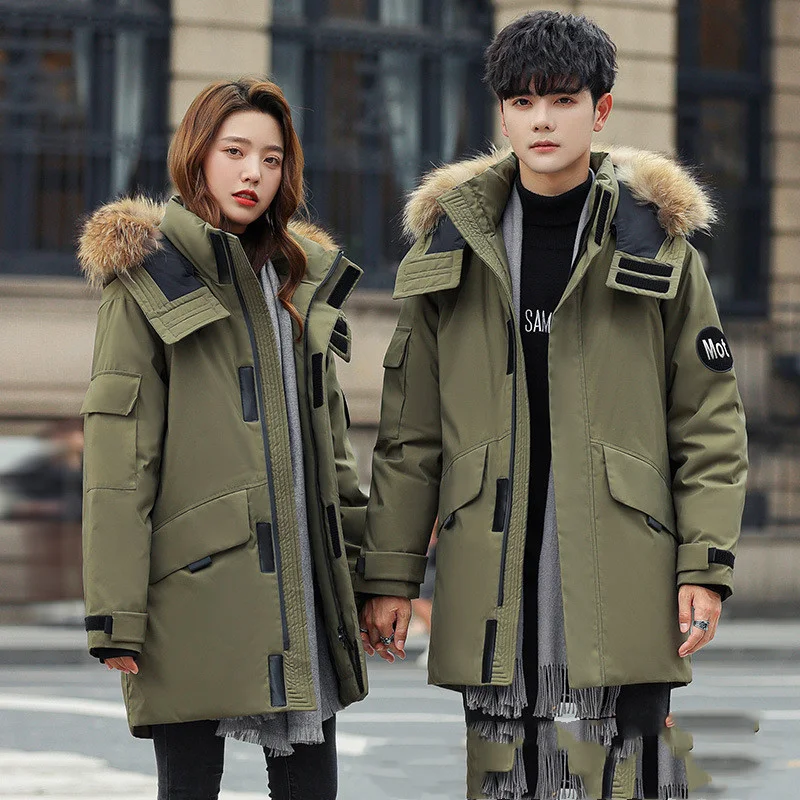 Couple Wear Down Jacket Men's and Women's Mid-length Youth Winter, warm, comfortable and stylish outerwear for cold weat — photo 6