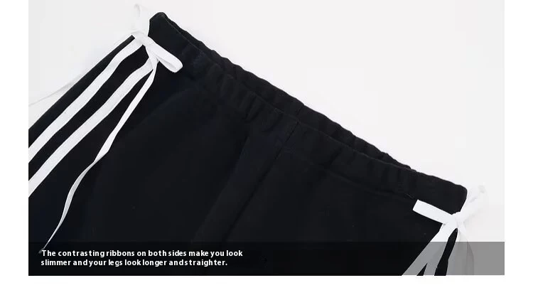 Women's Bow Bandage Sweatpants Straight Wide Leg Casual Sports Pants, comfortable and stylish for workouts, yoga, and ev — photo 3