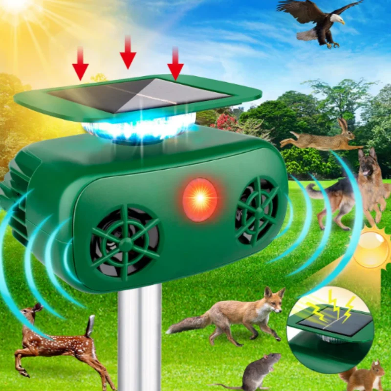 Title 2, Solar Powered Animal Repeller 360 Degree Strobe...