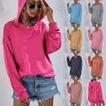 Moletom com capuz feminino esportivo casual cor doce manga comprida tops roupas — foto 2