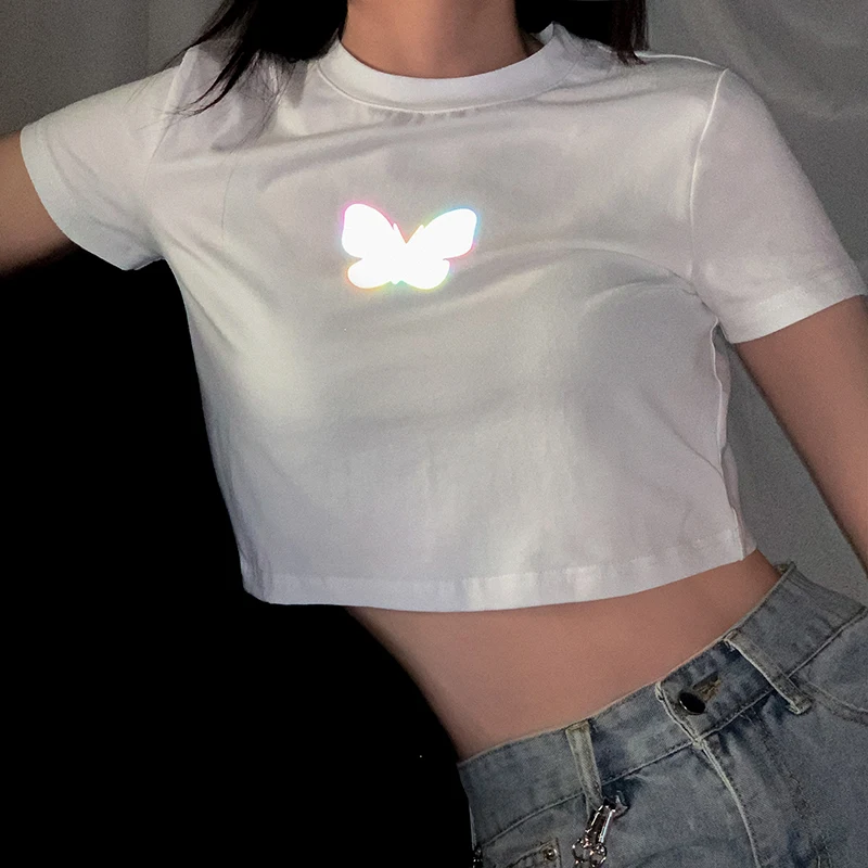 Round neck reflective butterfly short sleeve — photo 4
