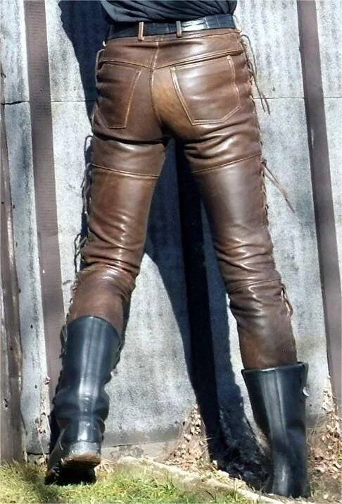 Men's Leather Trousers Mid-rise Casual - Experience the comfort and style of genuine leather. Perfect for everyday wear — photo 3