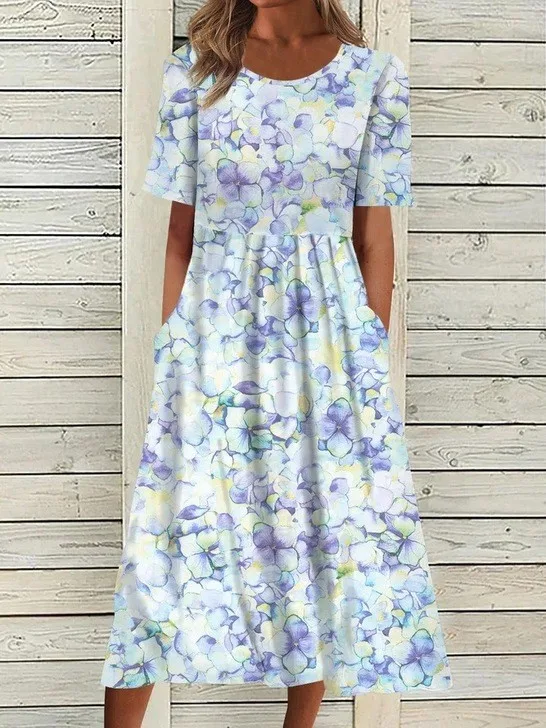 Sommermode Rundhals-Pullover-Druck, lockeres Kleid — foto 4