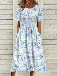 Sommermode Rundhals-Pullover-Druck, lockeres Kleid — foto 4