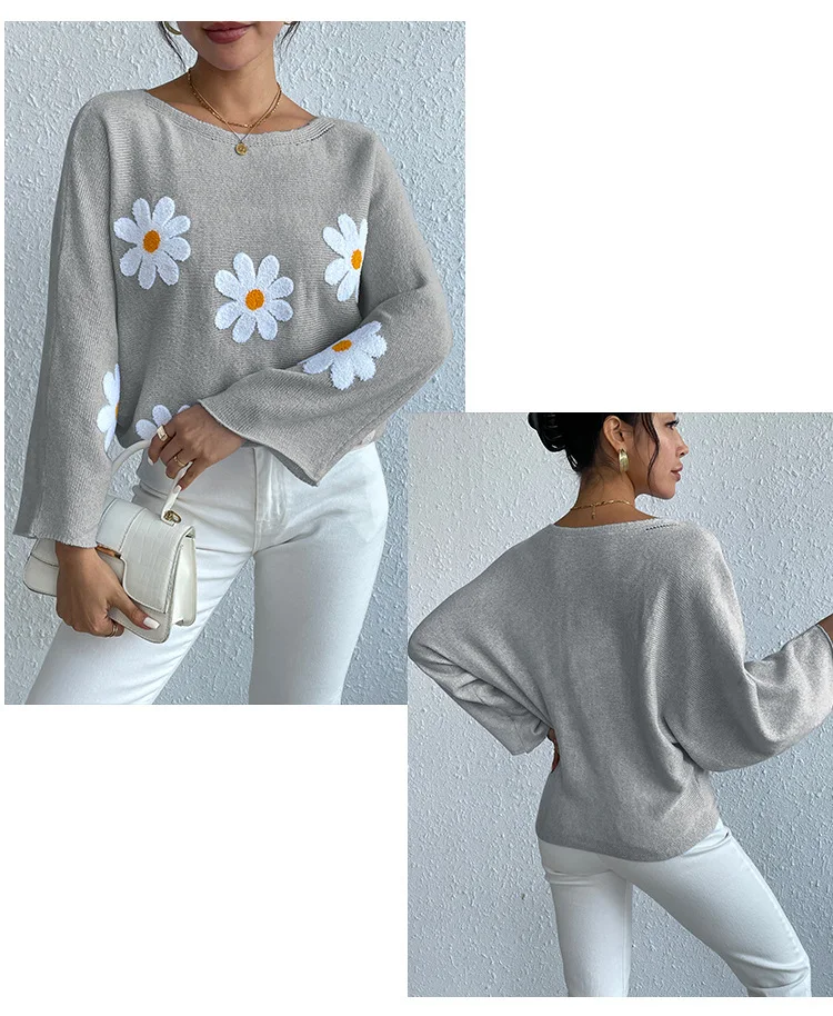 Title 8, New Loose Bat Sleeve Sweater for Women Tops wit...