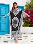 Rayon Printed V-neck Long Skirt Holiday Dress — photo 44
