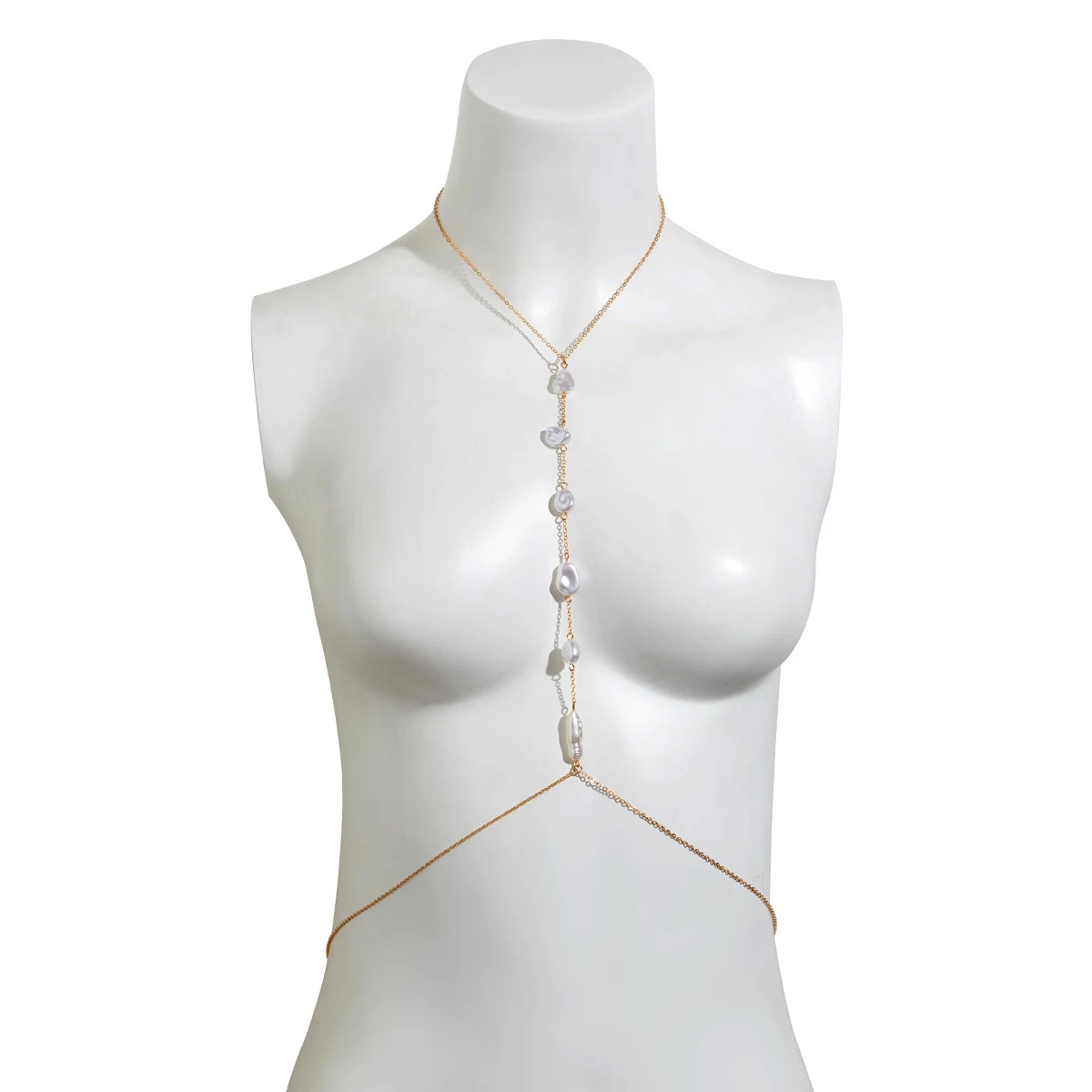 Correntes de corpo Beach Pearl Clothing. Eleve seu visual praiano com essas joias corporais elegantes e brilhantes. Perfeito para praia e festivais. — foto 14