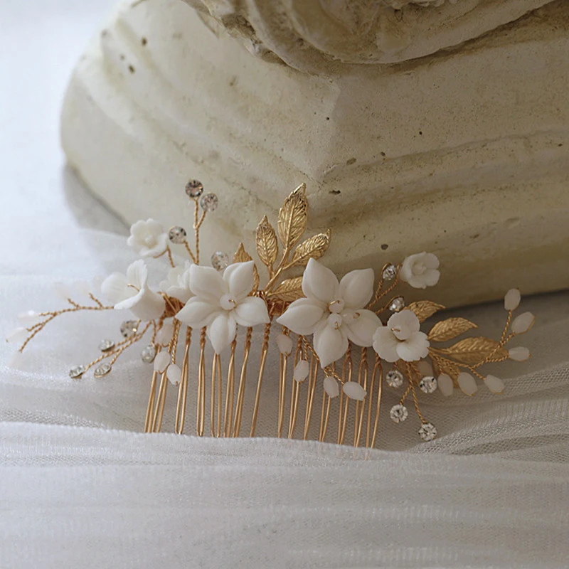 Coiffure de Mariée avec Strass et Perles Peigne à Cheveux Élégant Accessoire Nuptial Brillant pour un Look Inoubliable le Jour J. — photo 3