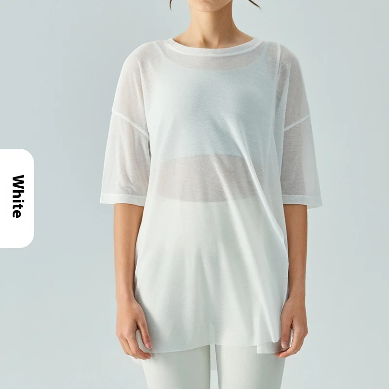 Lightweight and slightly transparent casual sports blouse, perfect for active lifestyles, offering breathability and a c — photo 5