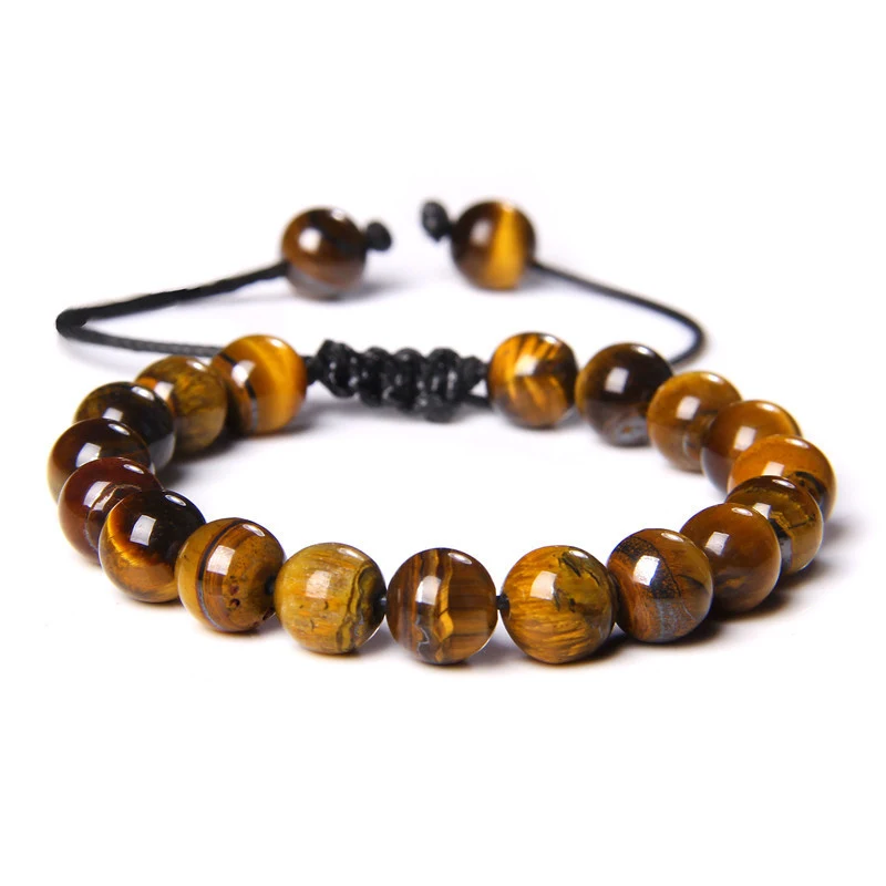 Pulseira tecida de olho de tigre natural para mulheres, um acessório elegante e protetor, ideal para um toque de sofisticação no seu dia a dia. — foto 7