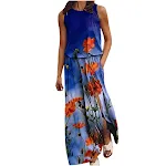 Women's Sleeveless Printed Sling Long Dress, loose fit with split, perfect for summer wear, comfortable and stylish, eas — photo 6