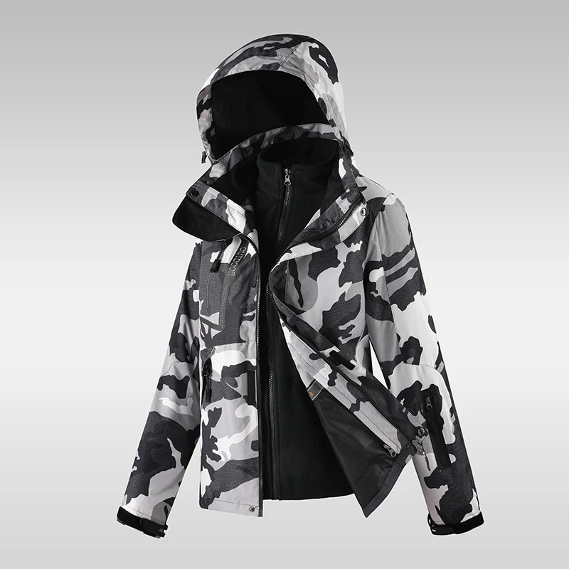 Jaqueta Esportiva Três em Um Outono e Inverno para Homens. Impermeável, respirável e quente. Ideal para esportes e atividades ao ar livre no frio. Conforto e proteção. — foto 1