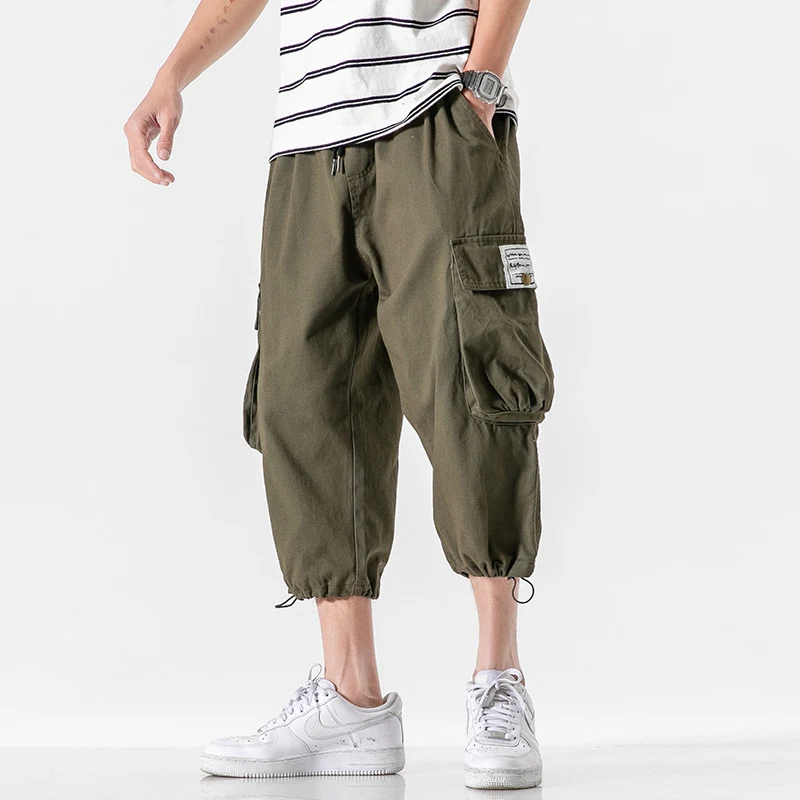 Summer New Men's Wear Japanese Casual Loose Size Drawstring Tooling Capris for Comfortable Summer Style, Perfect for Eve — photo 5