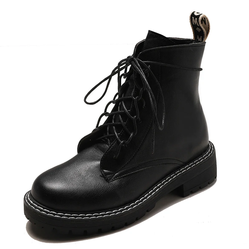 Title 5, Botas Martin femininas de salto grosso para mot...