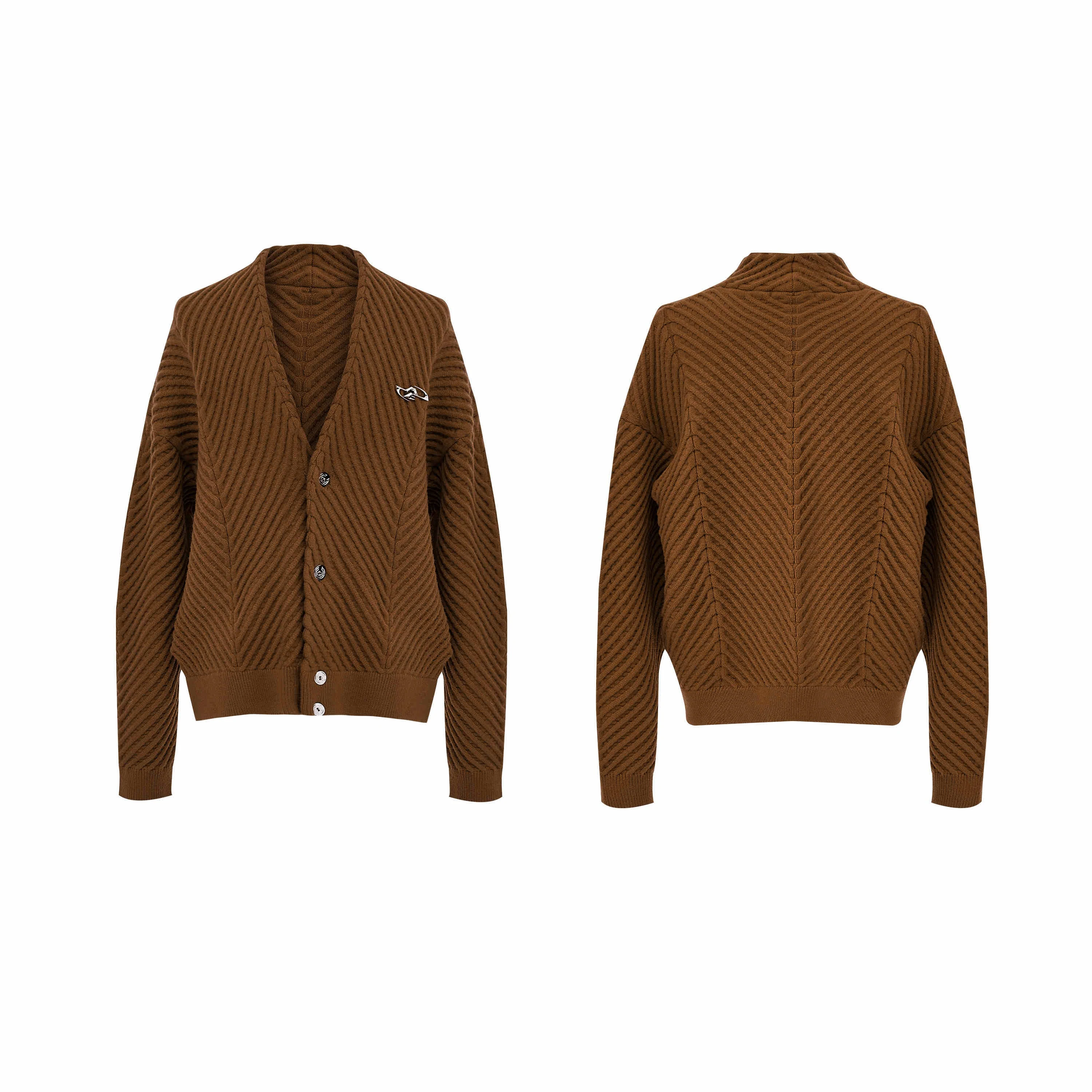 Title 2, Niche Three-dimensional Texture V-neck Sweater