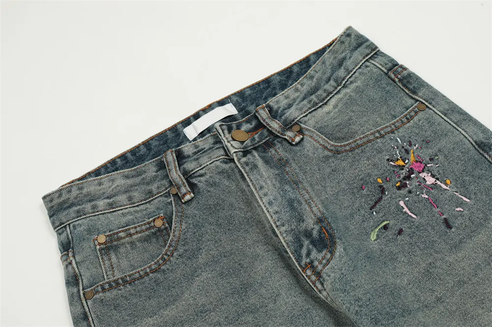Men's Splashed Ink Straight Jeans, offering a modern and stylish look. Comfortable fit, perfect for everyday wear with a — photo 15