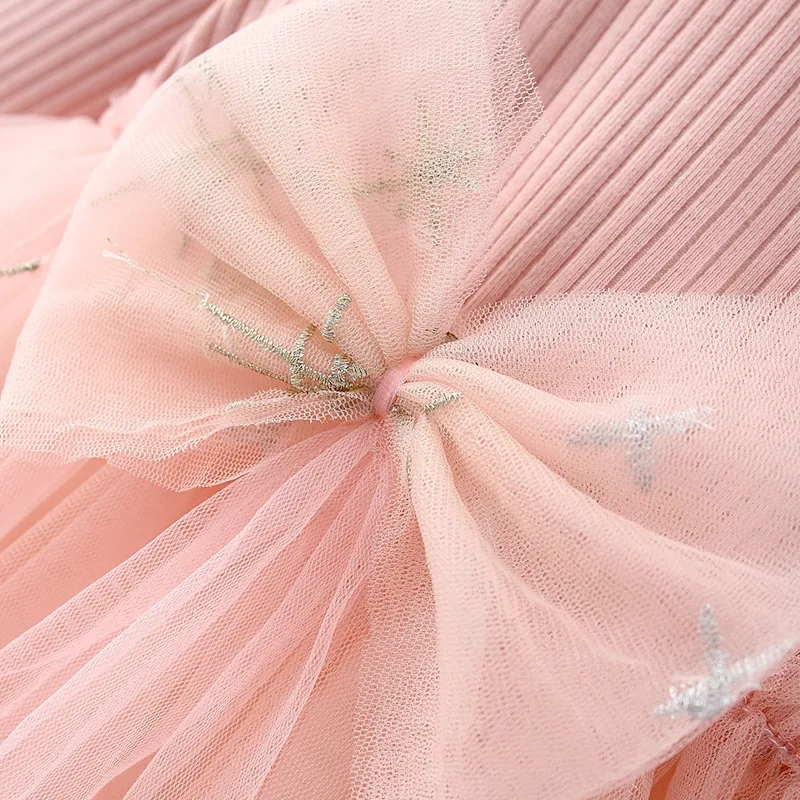 Vestido Princesa Infantil Manga Longa com Laço e Gaze, Perfeito para Festas e Ocasiões Especiais, Confortável e Charmoso — foto 4