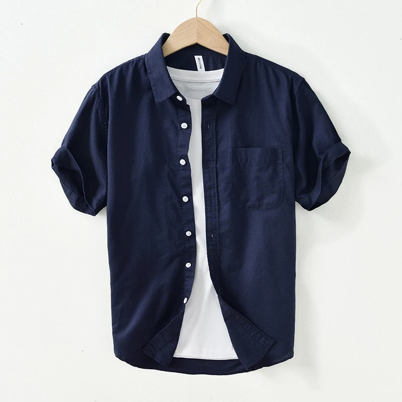 Artistic Simple Cotton And Linen Square Collar Shirt Men, a comfortable and stylish choice for casual wear, perfect for — photo 4