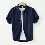 Artistic Simple Cotton And Linen Square Collar Shirt Men, a comfortable and stylish choice for casual wear, perfect for — photo 4