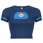 T-shirt de camisa de fundo de contraste de impressão digital com borda de cor contrastante — foto 22