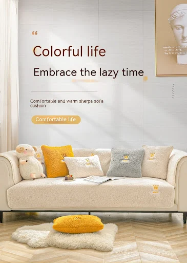 Title 3, Lambswool Thickened Fleece Cushion Non-slip Lea...
