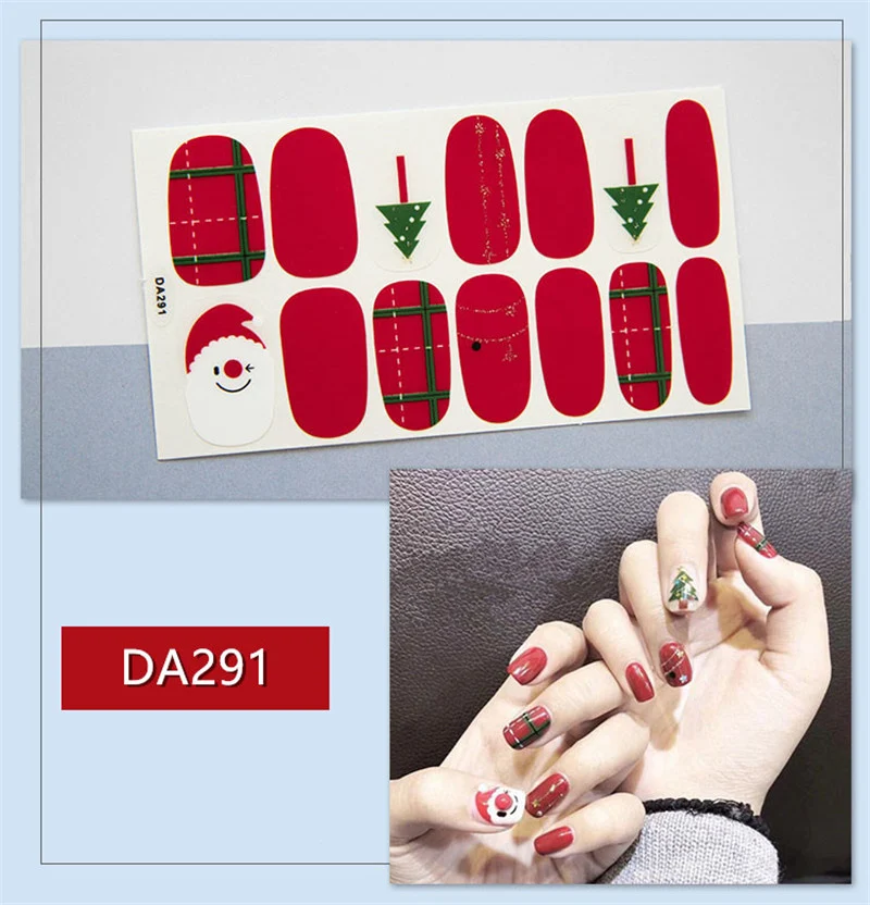 Películas completas de esmalte para unhas, adesivos estilo Net Red para Natal, fáceis de aplicar, designs festivos, manicure rápida e impecável. — foto 3