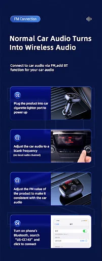 Title 8, Receptor Bluetooth para Carro com Carregador Ve...