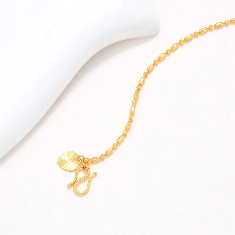 Pulseira de miçangas redondas com banho de ouro real, liga de cobre, design de bambu, acessório elegante e sofisticado. — foto 3
