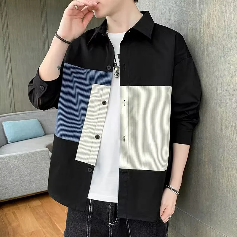 Title 4, Mens Long-sleeved Shirt Trendy Loose Print Com...