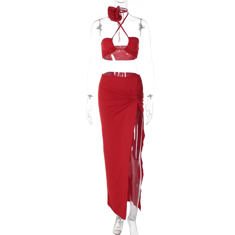 Abito due pezzi da donna con gonna lunga, per un look alla moda e raffinato. Perfetto per eventi speciali, comodo ed elegante per ogni occasione. — foto 11