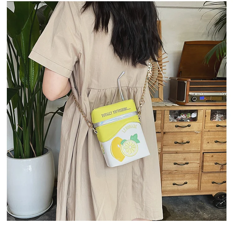 Title 14, Embroidered Strawberry Lemon Fruit Straw Crossb...