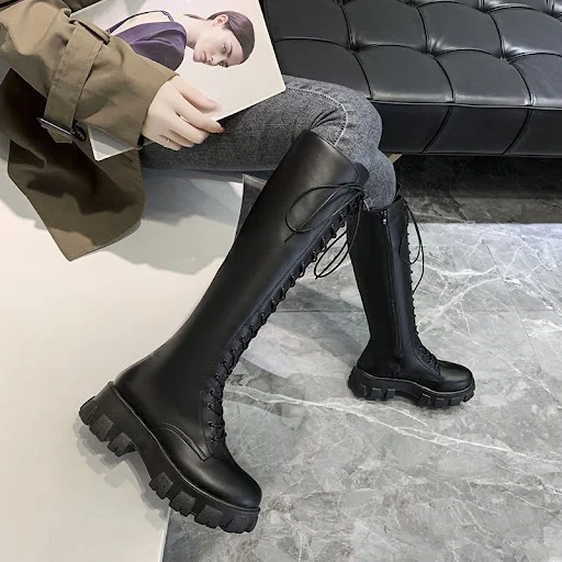 Title 6, Botas Martin Femininas Estilo Britânico com Cad...
