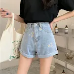 Shorts vaqueros anchos Daisy de pernera ancha estilo baggy, cómodos y versátiles para un look casual y moderno. Perfecto para el verano. — foto 1